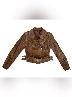 Suede Biker Jacket | Burnt Tobacco Brown